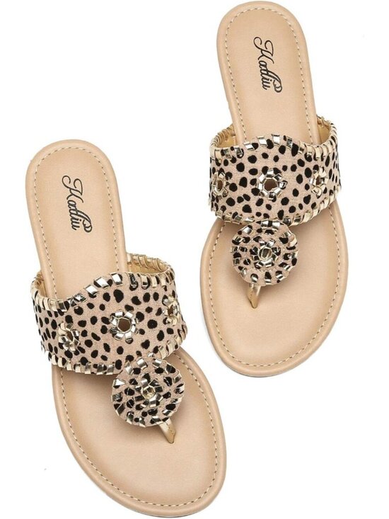 Shoes - Women's Flat Sandals Flip Flop Leopard Sandals Dressy Thong Sandals Slip On